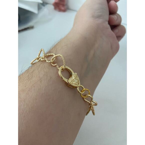 Gorgeous heart link bracelet gold tone - Picture 2 of 3